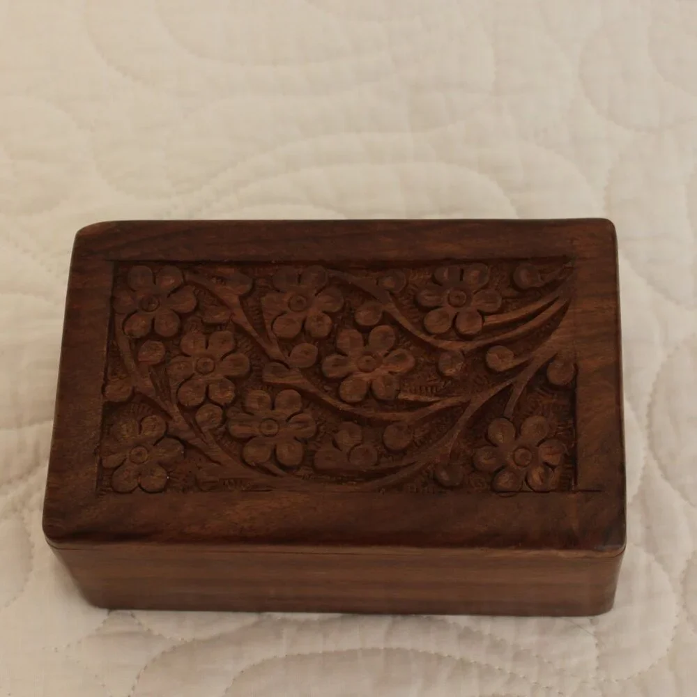 Wooden box for jewelry, trinkets, etc.